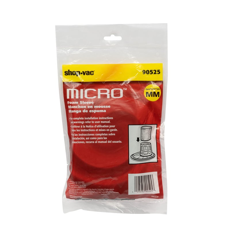 SHOPVAC Shop-Vac 9052500 Micro Foam Sleeve, Type MM, Effective Filtration, Fits Micro 1 Gallon Wet/Dry Vac (Model MC150A), (1-Pack) - Image 4